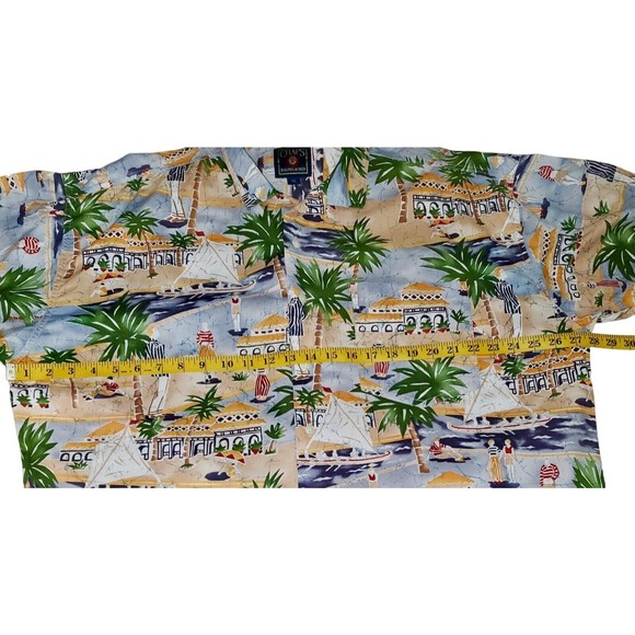 Men's Chaps Multicolored Hawaiian Shirt Short Sleeve Button Up Palm Trees, Sz XL - Picture 6 of 13